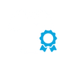 a white icon showing a tshirt with a quality certificate next to it